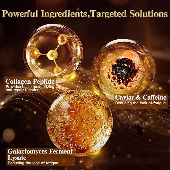 24K Gold & Caviar Collagen Face Mask, 5 Pack – Luxurious Hydrating Facial Treatment, Firming Appearance – Supports a Radiant, Rejuvenated Look Overnight
