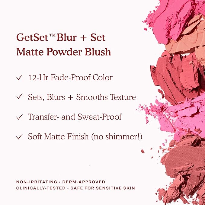 Tower 28 GetSet™ Soft Matte Powder Blush - Self-Setting 12-Hr Longwear Sweat-Proof Formula - Pigmented Orange Coral Blush Downtown Daiquiri x Toni Bravo Collab