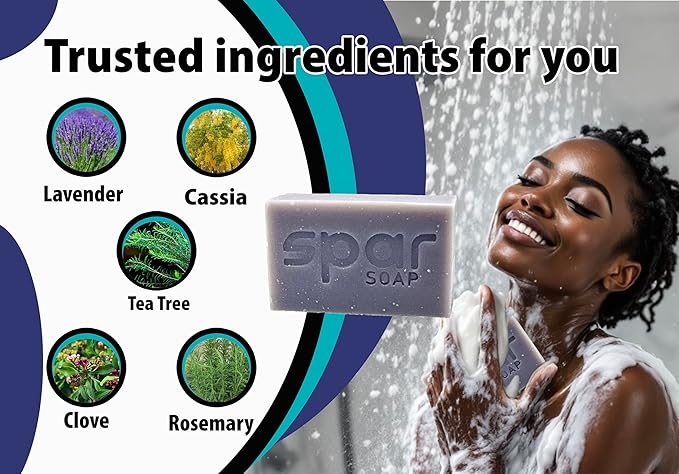Spar Soap Platinum Bar (4 Ounce), Lavender Tea Tree, Cleansing Properties, For BJJ, MMA, Wrestlers, Grapplers, Men/Women, USA Made Body Soap, For Body Odor, With Lavender, Cassia, Clove
