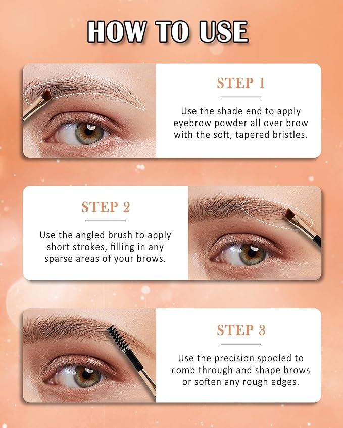 Eyebrow Powder Kit,Long Lasting Waterproof Light Ash Brown Duo Tint Eye Brow Filler,Enhance Define Brows,Eye Makeup Contour Powder Palette with Mirror Brow Tools,Mother's Day Gift for Women Girl-04