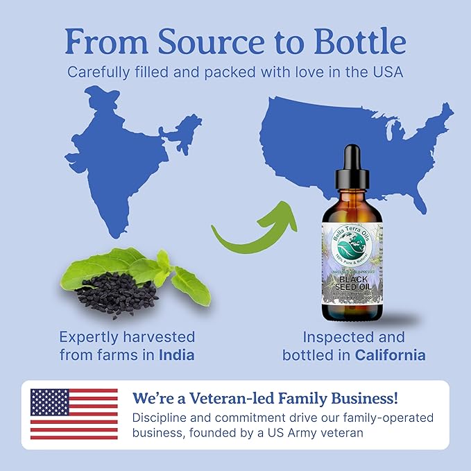 Bella Terra Oils - Black Seed Oil 4 oz - Harness the Power of Nigella Sativa, Abundant in Thymoquinone & Essential Fatty Acids, A Luxurious Addition to Your Beauty Routine