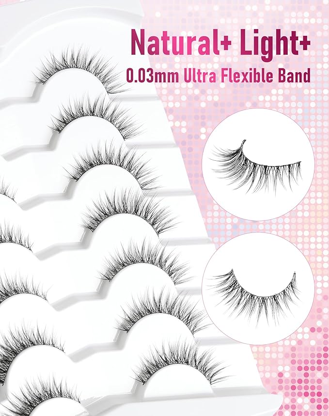 Frihappy Lashes Wispy Natural Lashes Natural Look Natural Eyelashes Wispy Eyelashes False Eyelashes Natural Fake Lashes 13mm Lashes 3D Air-Danica