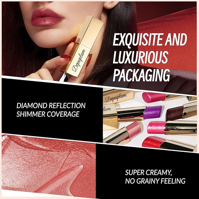 Red Mulberry Nude Lipstick Set for Women Shimmer Tinted Lip Balm Hydrating Moisturizing Lip Gloss Cruelty Free Lip Makeup, DM108/109/118