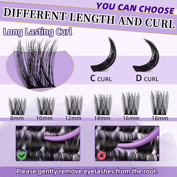 Lash Clusters F01 Fluffy Individual Lashes 84 Pcs Ultralight Eyelash Clusters DIY Cluster Eyelash Extensions at Home Wispy Lash Extension Light as Feather Cluster Lashes (F01-D-8-18mm)