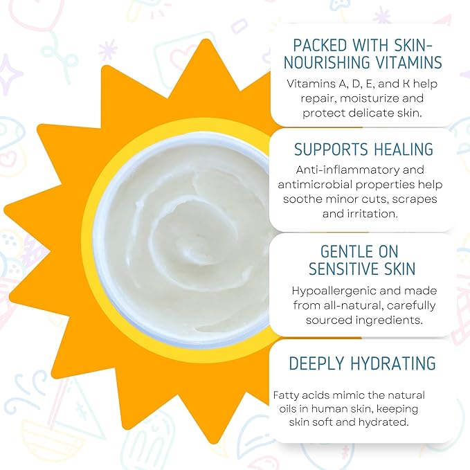 – Lavender Vanilla Whipped Tallow Cream for Babies & Kids, 100% Grass-Fed Non-Toxic Balm for Sensitive or Eczema-Prone Skin - Moisturizing Body Cream for Chapped Cheeks & Dry Skin – 2oz