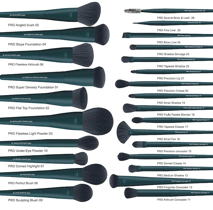 Bueart Design 26Pcs Christmas Professional Makeup Brushes Set with Elegant Box,Premium Ultra Soft Synthetic Brush for Foundation Blush Powder Contour Concealer Bronzer Eyeshadow for Pro makeup