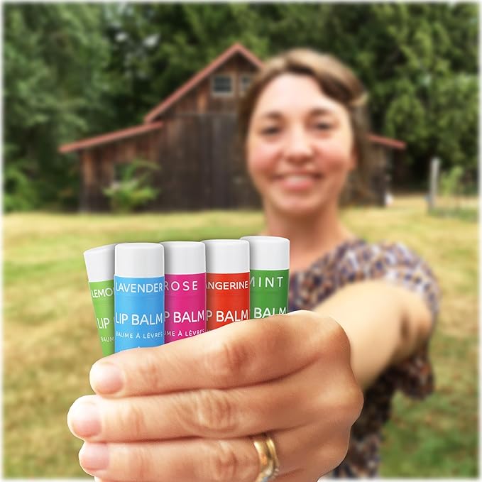 Aria Lip Balm Collection, Vegan Set, Beeswax Free, with Organic Jojoba and Avocado Oil, Vitamin E, Natural Moisturizer for Dry, Chapped Lips, 5 Tube Set