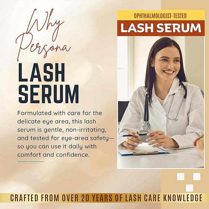 Eyelash Growth Serum for Longer Thicker Lashes & Stronger Natural Lashes, Lash Growth Serum with Peptides & Biotin, Vegan & Non-Irritating Daily Formula, Safe for Sensitive Eyes, 5ml