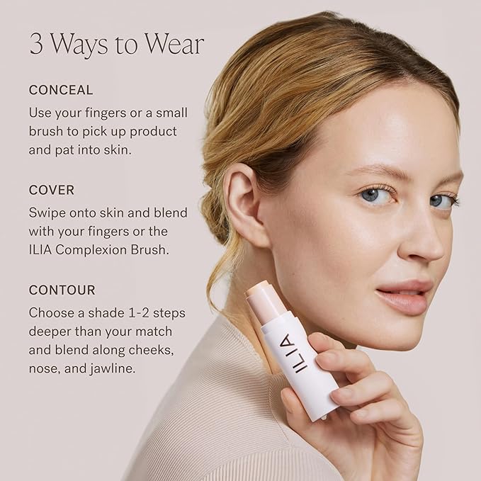 ILIA - Skin Rewind Complexion Stick - Foundation + Concealer + Skincare | Non-Toxic, Vegan, Cruelty-Free, Clean Makeup (30W - Cumaru, 0.35 oz | 10 g)