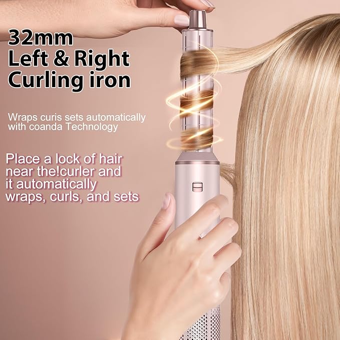 5 in 1 Hair Dryer Brush Set, Multi Ionic Air Styler Set, 800W Auto Wrap Air Hair Styler Without Heat Damage, Curl, Volumize and Straighten
