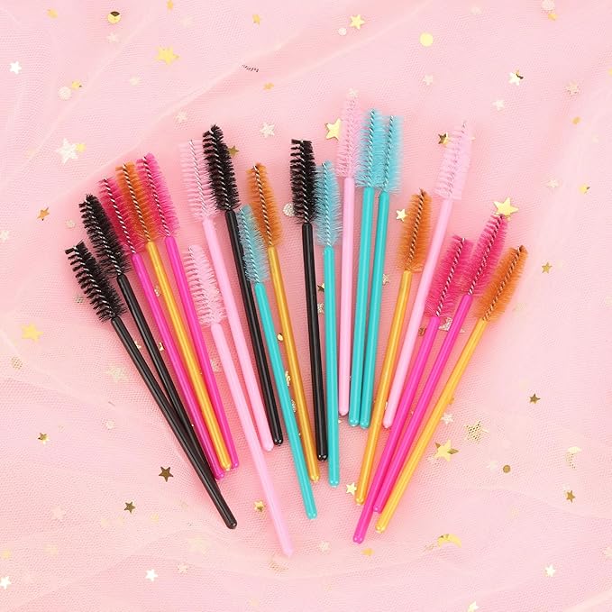 Tbestmax 500 Disposable Mascara Wands Eyelash Brush Spoolies for Eyebrow Eye Lash Extension, Makeup Brushes Applicators Kits - 5 Colors