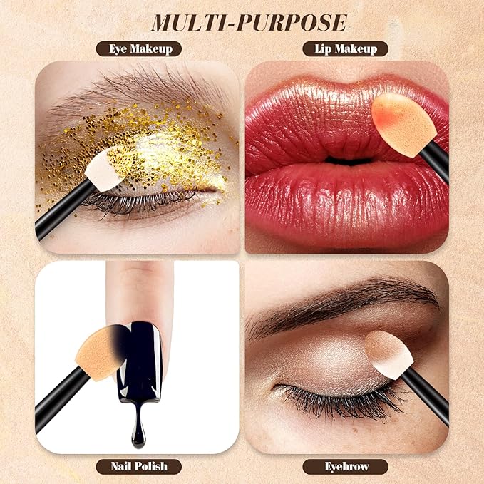 Tanlade 500 Pcs Eyeshadow Applicators Disposable Eye Makeup Brushes Eyeshadow Double Sided Sponge Brushes for Women Lady Girls(2.56 Inch,Black, Nude, White)