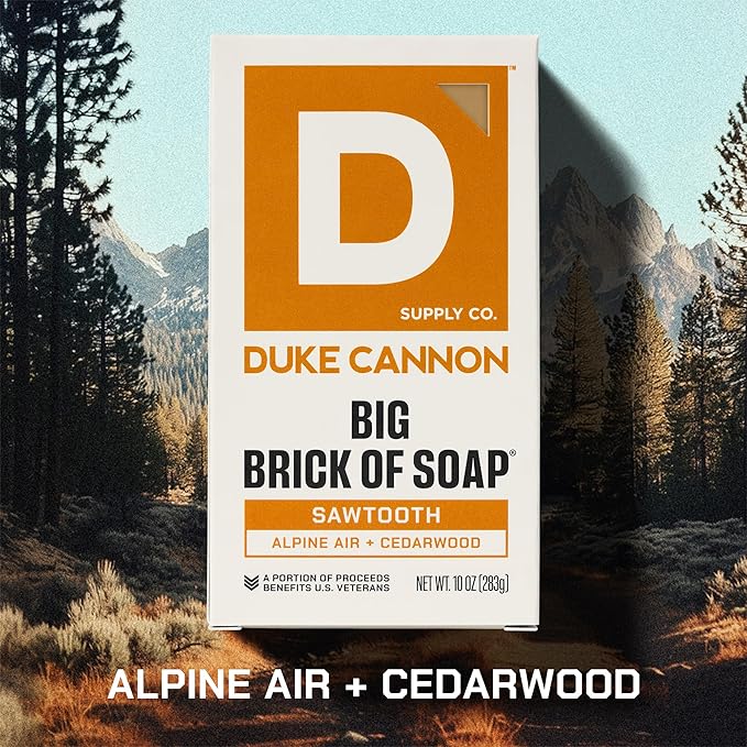 Duke Cannon Supply Co. Extra Large Bar Soap - Men's Natural Bar Soap with Masculine Scents - Made in the USA with Domestic & Globally Sourced Materials - All Skin Types - Big Brick - Sawtooth,10 oz