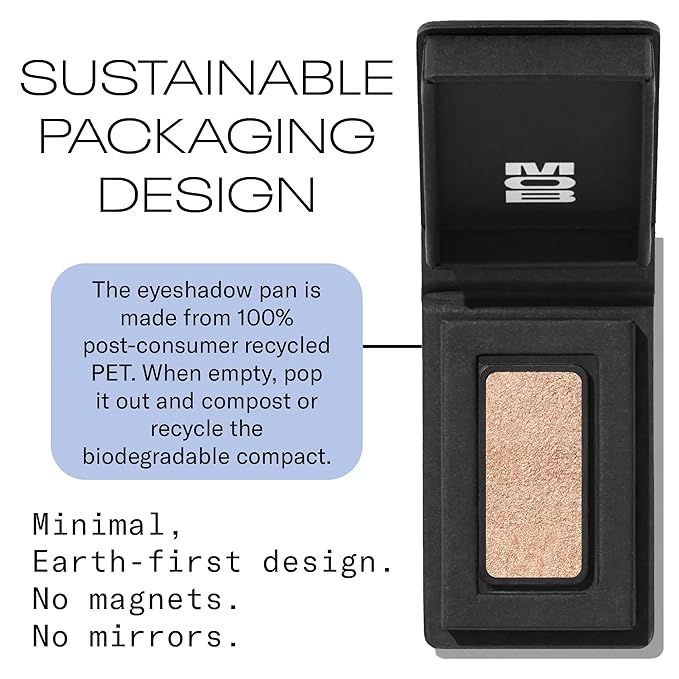 MOB Beauty Cream Clay Eyeshadow M161 – Sandy Taupe Shimmer | Skincare-Infused, Vegan, Blendable Cream-to-Velvet Finish, Buildable Pigment, Clean Eyeshadow in Sustainable, Biodegradable Compact