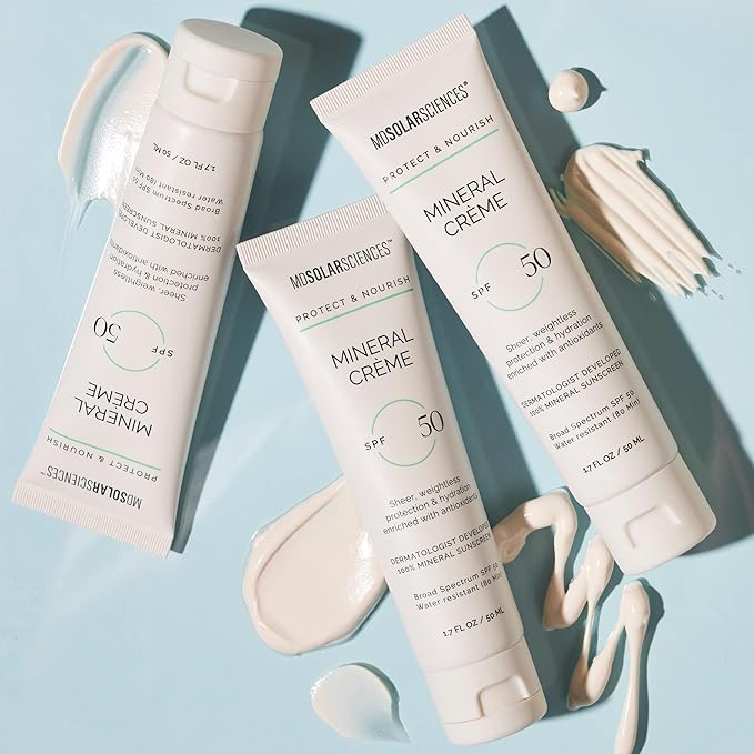 MDSolarSciences Mineral Crème Sunscreen SPF 50 | Water-Resistant, Broad Spectrum UV Protection | Zinc Oxide Formula with Antioxidants | No White Cast, Sheer Matte Finish for All Skin Types (3.4 Fl Oz)