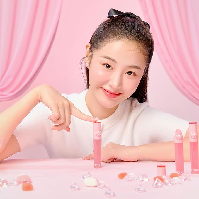 YNM Heart Jelling Tint, PEACH JELLING, Silicone Lip Brush Included, K-Beauty, Non-Sticky, Moisturizing, Smudge-Proof, Korean Lip Tint, Long-Lasting, Vivid Color, 0.09 oz