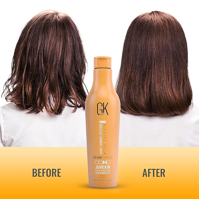 GK Hair Shield Shampoo 8.11 Fl Oz – Color Safe, UV Protection, Aloe Vera & Argan Oil, Sulfate and Paraben Free, Repairs Damage, Boosts Shine, Hydrating, Vegan Hair Care