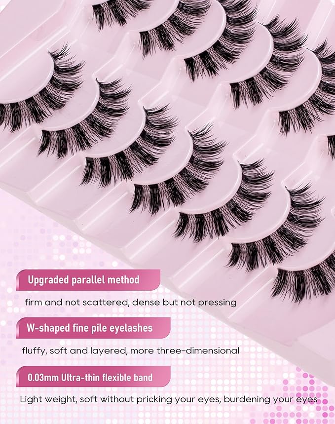 Frihappy Manga Anime Lashes Japanese Spiky Lashes Wispy Strip False Eyelashes Doll Asia Lashes HA-12