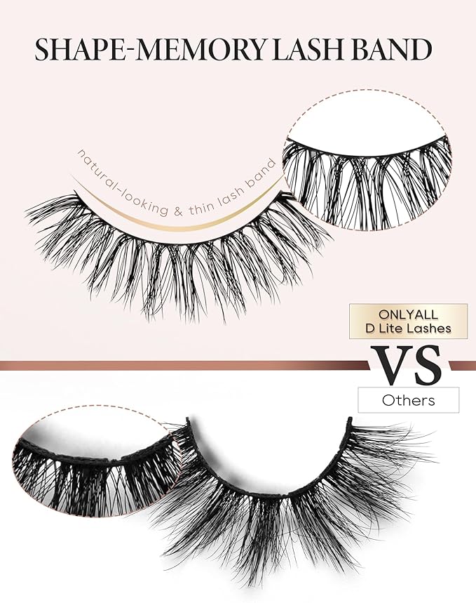 Onlyall Natural Lashes Wispy Lashes Natural Look False Eyelashes Natural Flared Eyelashes False Eye Lashes Soft Fluffy Lashes 7 Pairs T33