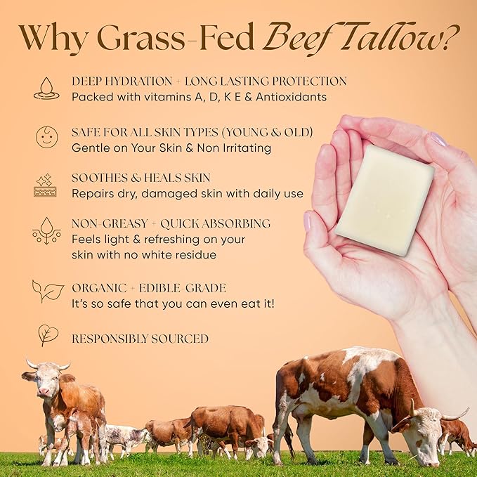 Eat My Face 2-Pack Beef Tallow Soap Bar Grass Fed | Organic Natural Body Wash Soap Bar for Women & Men | Moisturizing Tallow Cleanser for All Skin Types | Nourishing with Citrus Scent