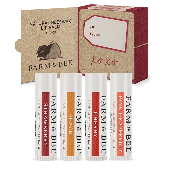 Natural Lip Balm – Gifts for Wife, Husband, Boyfriend, Girlfriend, Women, Men - Organic & Natural Ingredients - Moisturizing Lip Chapstick - Great Gift Idea for Valentines Day - 0.15oz (Pack of 4)