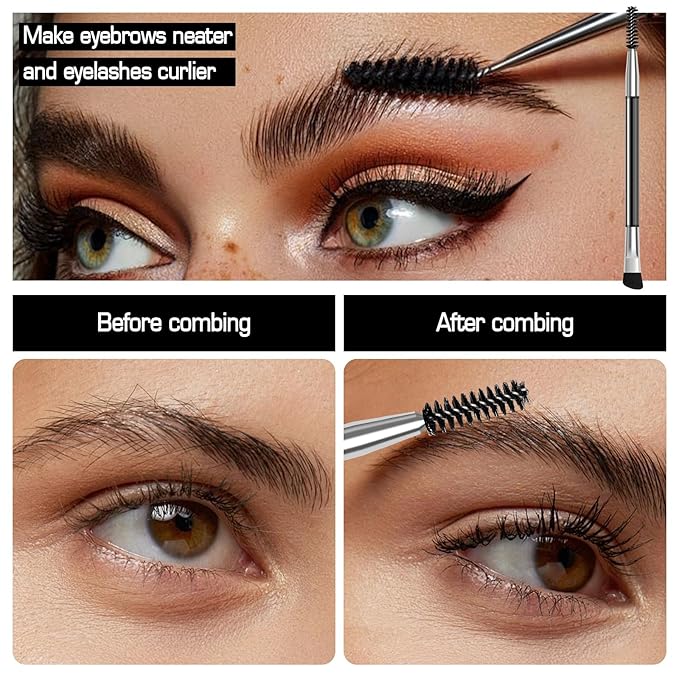 Eyebrow Pencils for Women, Microblading Eyebrow Pen Magical 2-in-1 Dual-Ended Brow Pen with 3D & Precise Brush-Tip Create Natural Hair-Like Brows, Last All-Day(Black Brown)