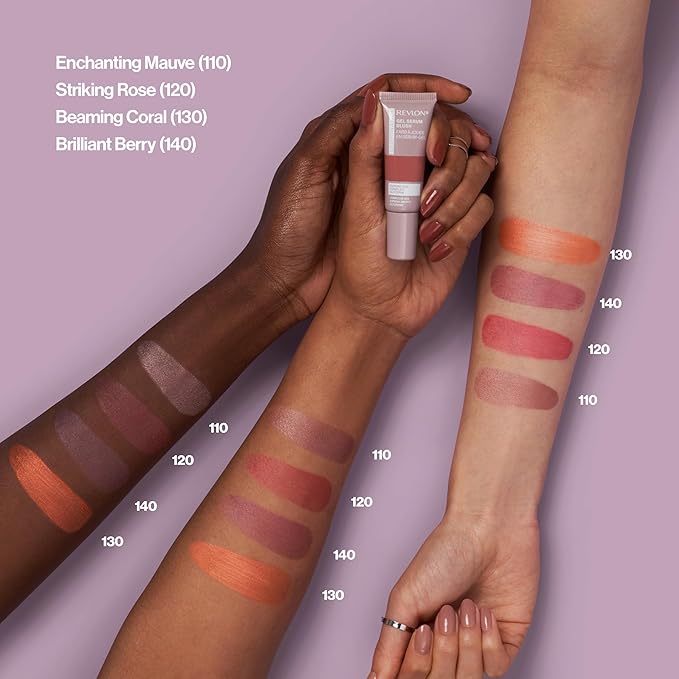 Revlon Illuminance Gel Serum Blush, Visibly Plump Cheeks, Dewy Finish and Hydrates All Day, 140 Brilliant Berry, 0.37 fl oz.