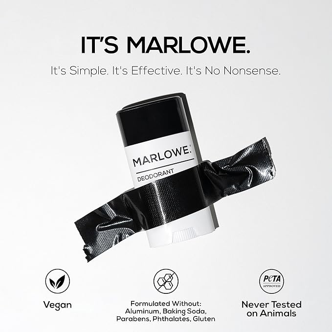 MARLOWE. No. 024 Deodorant 2.5 oz, Jojoba Esters, Coconut Oil, Shea Butter & Tapioca Starch for Odor Protection, Formulated without Aluminum & Baking Soda, Warm & Spicy Santal Scent