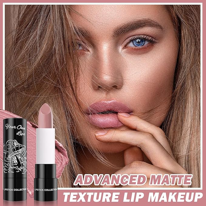 Matte Nude Lipstick Lip Gloss Non-Stick Cup Velvet Lip Stain Long Lasting Matte Lipstick for Women Lip Makeup-03 Light Pink