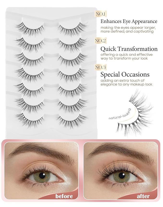 Onlyall False Eyelashes Natural Fake Eye Lashes Wispy False Lashes D97