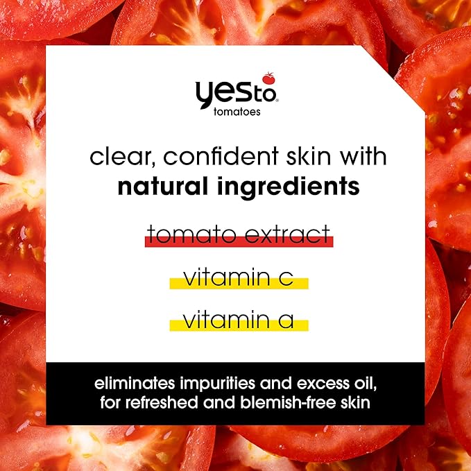 Yes To Tomatoes Charcoal Bar Soap with Tomato Extracts & Sunflower Seed Oil - Detoxifying Face & Body Soap for Men, Women, and Teens, 6 oz - Paraben-Free
