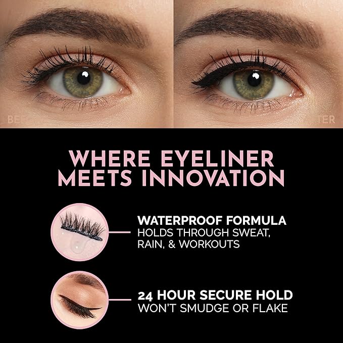 Luxillia Black Magnetic Eyeliner for Magnetic Eyelashes, Upgraded Strongest Hold, Most Natural Look, Waterproof, Smudge Proof Liquid Liner (Pack of 2)