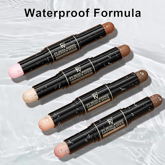 FV 2-IN-1 Contour and Highlighter Stick, Long Lasting and Waterproof, Blendable with Natural Finish Bronzer Stick, Face Shaping Makeup for Women, 01 Medium, 9.5g