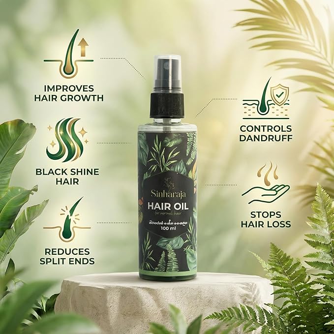 Bilesma Natural Sinharaja Hair Oil for Normal Hair, Ayurvedic Herbal Hair Oil, Helps Promote Hair Growth, Reduce Hair Fall & Dandruff, Adds Shine & Strength, Lightweight Scalp – 100 ml (3.38 fl oz)
