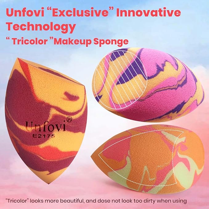Tri Color Makeup Sponge, Low Absorption Latex Free Soft Makeup Sponges For Foundation,7pcs Beauty Sponge Blender for Power&Cream,Liquid (Multicolor)
