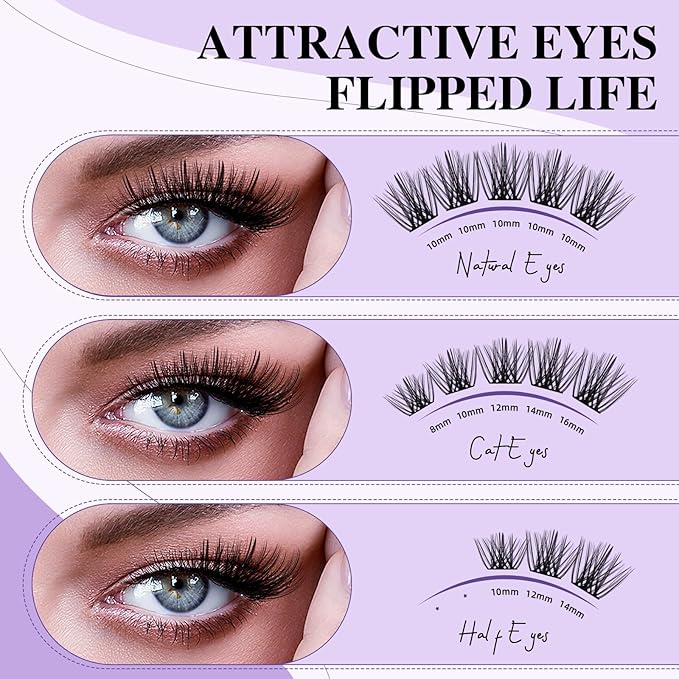 B&Qaugen Lash Clusters B62 Clusters Lashes 144 PCS Eyelash Clusters D Curl 18mm Individual Lashes Wispy Volume False Eyelashes Soft Lightweight DIY Eyelash Extension at Home (B62,D-18mm)
