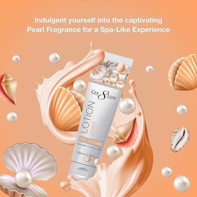 Cre8tion Spa Pearl Hand & Body Lotion, Luxurious Lightweight Moisturizer for Silky, Smooth Skin, 3.3 Fl Oz