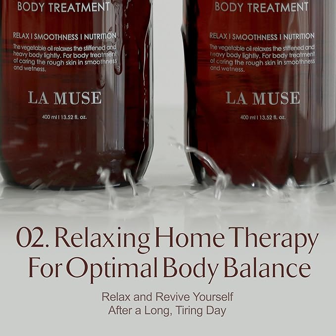 LA MUSE 4-in-1 Hydrating Body Treatment 13.5 fl oz - Moisturizing Barrier with Natural Oils & Calming Aromatherapy | Fast-Absorbing, Non-Sticky Formula | Paraben-Free, For Sensitive Skin & All Seasons