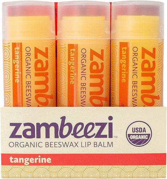 Organic, Fair Trade Beeswax Lip Balm - Tangerine 3 Pack - Ethically Sourced