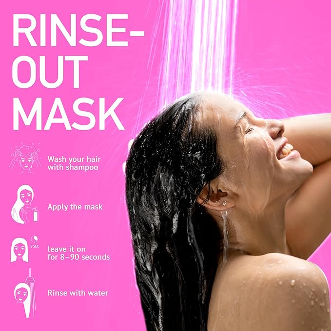 8-Second Hydrating Hair Mask Spray - Rinse-Out Deep Keratin Treatment for Dry, Damaged, Frizzy, & Color-Treated Hair – Anti-Frizz Detangler for Silky, Glossy, Smooth Results, 6.75 oz.