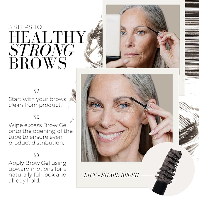 Fitglow Beauty Plant Protein Brow Gel | Natural Vegan Eyebrow Enhancer Serum | Thickening Volumizing Brow Filler | Nutrient-Rich Hair Conditioning | Strengthens, Lift, Shape & Fill | 4g - Grey