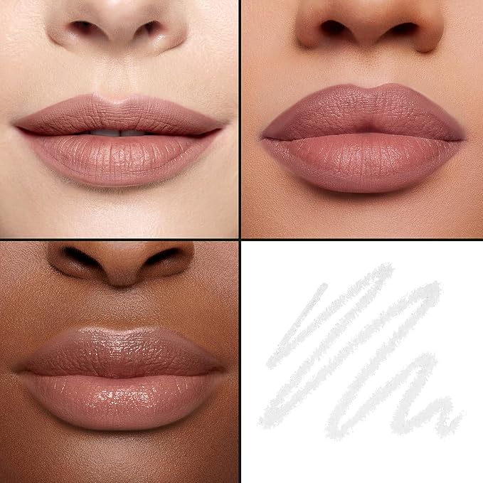 2-in-1 Lip Filler Liner w/Blending Tip, Creamy Matte Lip Pencil for Defining, Shaping & Featherproof Lock, Infused Jojoba Oil & Vitamin E, Vegan & Cruelty-Free, Glacial Veil