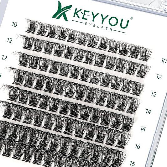 Lash Clusters 96pcs Individual Lashes D Curl 10-18MIX Cluster Lashes KEYYOU Volume Wispy Lash Extension Soft&Comfortable Easy DIY at Home(Y11 D-10-18MIX)