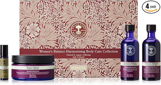 Neal's Yard Remedies Balance Harmonising Collection for Women, Foaming Bath, Massage Oil, Body Cream & Balance Roll-On, Vegan & Cruelty-Free
