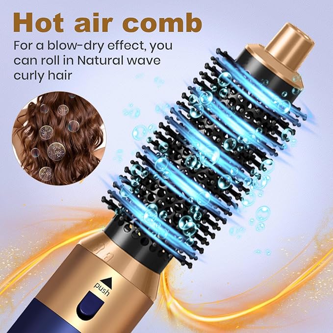 Hair Dryer Brush, 5 in 1 Multi Hair Styler,110,000 RPM High-Speed Negative Ionic Hair Dryer Fast Drying, Professional Blow Dryer Brush for Curling Volumizing Straightening Waves Styling - Salon Tools