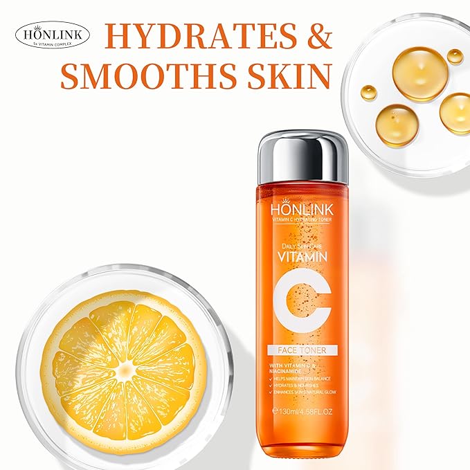 Vitamin C Skincare Set, 2x Toners & 1x Serum, 5X Vitamin C Complex with Hyaluronic Acid & Niacinamide, Hydrating Toner to Refresh Skin & Face Serum to Improve Texture, For All Skin Types