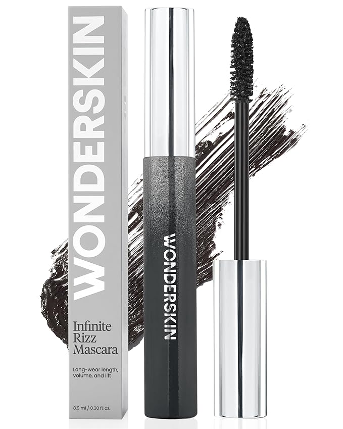 Wonderskin Infinite Rizz Mascara - Black Mascara for Volume and Length, Long-Wear, Smudge-Proof & Water-Resistant Volumizing Lash Makeup (Black)