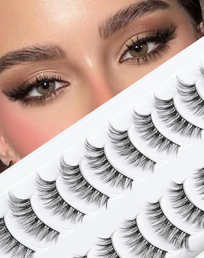 Frihappy Cat Eye Lashes 3/4 Lashes Mink Lashes Wispy Lashes False Eyelashes Natural Look False Lashes 14mm Lashes 3D Air-Gygnus
