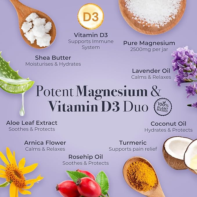 NaturallyMum - Magnesium Cream with Vitamin D3 [4 Fl Oz] - Magnesium and VIT D Lotion - Turmeric & Arnica Calm Cream - Magnesium and VIT D3 - Lavender