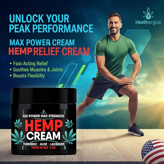 Hemp Cream Maximum Strength-Full Body Hemp Lotion Relief-Instant Results-Hemp Oil Infused-Lavender, Aloe, Turmeric, Aches, Muscles, Joints, Back, Knees, Neck-Made in USA